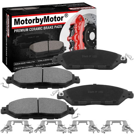 Motorbymotor MotorbyMotor Front Ceramic Brake Pads w/Hardware Kits D1649(4Pack) BPD1649